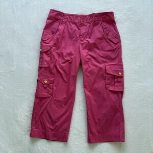 Lauren Ralph Lauren Capri Pants Womens 8 Pink Cargo Pockets Twill Casual Summer